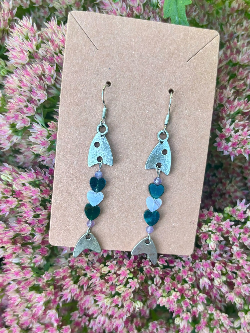 Gemstone fish earrings.